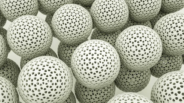 Witte driedimensionale opengewerkte bollen achtergrond. 3d renderine — Stockfoto