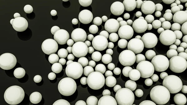 Białe trójwymiarowe kule na czarnym tle. 3d renderowanie — Zdjęcie stockowe
