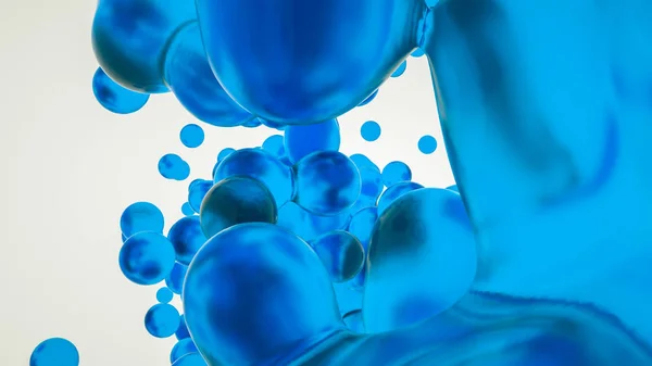 Niebieska przezroczysta abstrakcyjna trójwymiarowa postać na białej ba — Zdjęcie stockowe