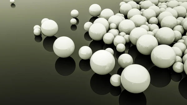 Witte driedimensionale bollen op een zwarte achtergrond. 3d renderen — Stockfoto