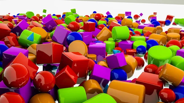 Figuras tridimensionais simples multicoloridas em um backgr branco — Fotografia de Stock