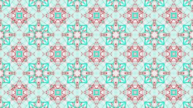 Soyut kaleydoskop deseni. Beyaz bir b üzerinde kırmızı turkuaz şekiller