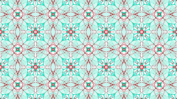 abstract kaleidoscope pattern. red-turquoise shapes on a white b