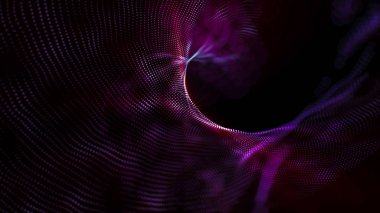 Aydınlık mor parçacıkların soyut arkaplanı. 3D render illu