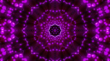 Mor yuvarlak parlak parçacıklardan oluşan kaleydoskop desenleri. abstra