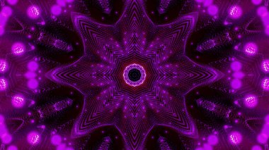 Mor yuvarlak parlak parçacıklardan oluşan kaleydoskop desenleri. abstra