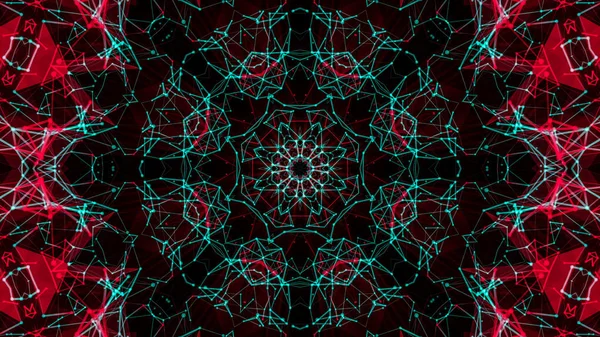 抽象万華鏡のパターンです赤トルコ石の形の背景. — ストック写真