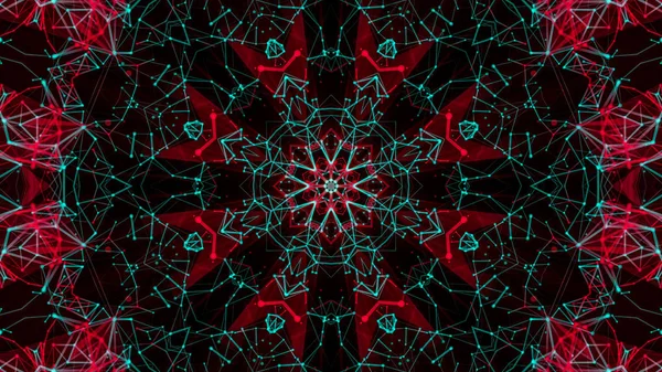 Αφηρημένο μοτίβο καλειδοσκοπίου. κόκκινο-τιρκουάζ σχήματα φόντο. — Φωτογραφία Αρχείου