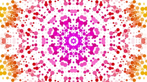 Kaleidoscope patterns of multicolored round particles on a white — Stock Photo, Image