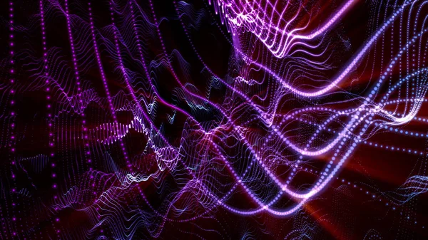Fond abstrait de particules violettes lumineuses. 3d rendu illu — Photo
