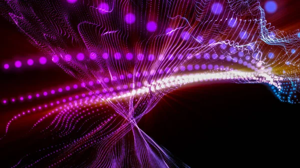 A világító lila részecskék absztrakt háttere. 3d render illusztráció — Stock Fotó