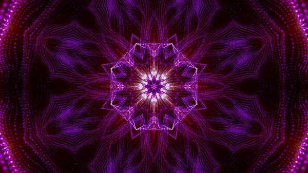 Patrones caleidoscópicos de partículas luminosas redondas púrpuras. abstra —  Fotos de Stock