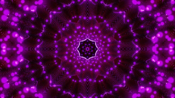 Patrones caleidoscópicos de partículas luminosas redondas púrpuras. abstra — Foto de Stock