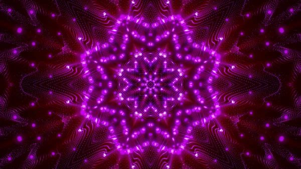 Caleidoscoop patronen van paarse ronde lichtgevende deeltjes. abstra — Stockfoto
