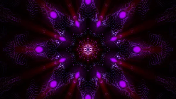 Kaleidoskopmuster purpurroter, runder Leuchtpartikel. abstra — Stockfoto