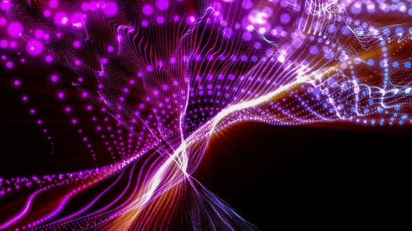 Fond abstrait de particules violettes lumineuses. 3d rendu illu Photos De Stock Libres De Droits