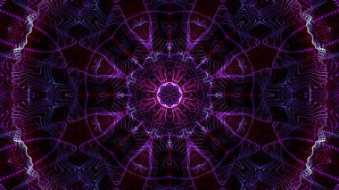 Mor yuvarlak parlak parçacıklardan oluşan kaleydoskop desenleri. abstra