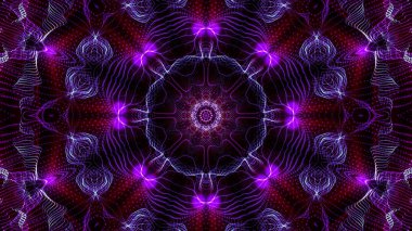 Mor yuvarlak parlak parçacıklardan oluşan kaleydoskop desenleri. abstra