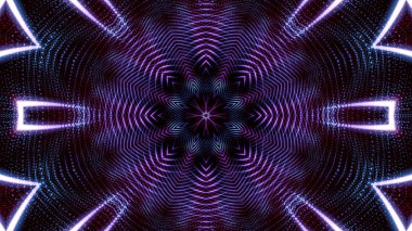 Mor yuvarlak parlak parçacıklardan oluşan kaleydoskop desenleri. abstra