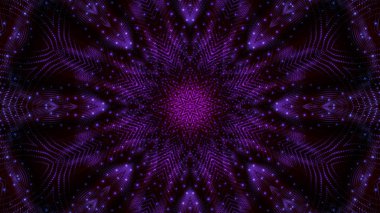 Mor yuvarlak parlak parçacıklardan oluşan kaleydoskop desenleri. abstra