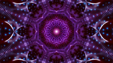 Mor yuvarlak parlak parçacıklardan oluşan kaleydoskop desenleri. abstra