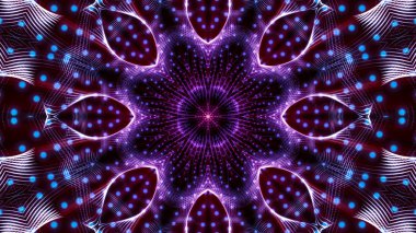 Mor yuvarlak parlak parçacıklardan oluşan kaleydoskop desenleri. abstra