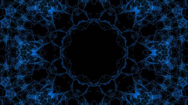 Mavi parçacıkların kaleydoskop desenleri. Soyut arkaplan. 3d