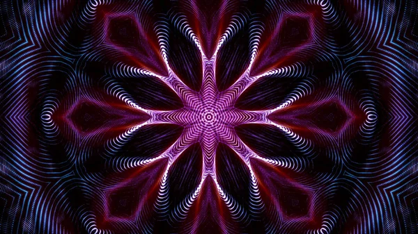 Kaleidoscope patterns of purple round luminous particles. abstra — 스톡 사진