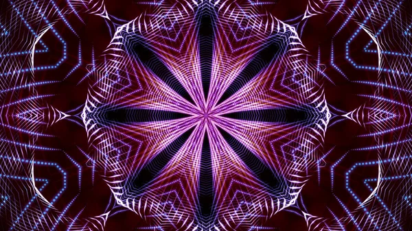 Kaleidoscope patterns of purple round luminous particles. abstra — 스톡 사진