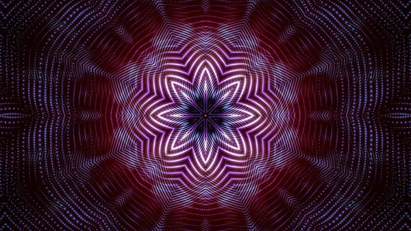 Kaleidoscope patterns of purple round luminous particles. abstra — 스톡 사진