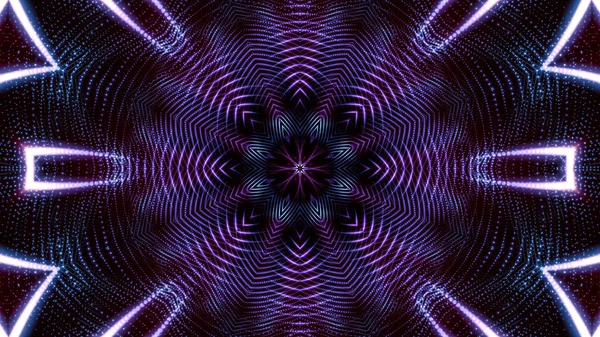 紫色の丸い発光粒子の万華鏡模様ですアブストラクト — ストック写真