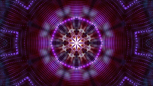 Padrões caleidoscópicos de partículas luminosas roxas redondas. abstra — Fotografia de Stock