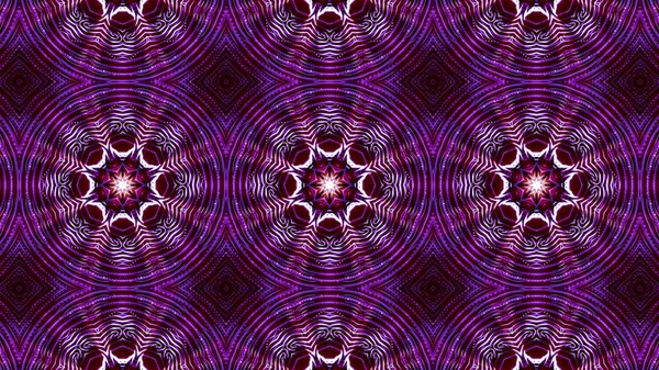 Kaleidoscope patterns of purple round luminous particles. abstra — Stock Photo, Image