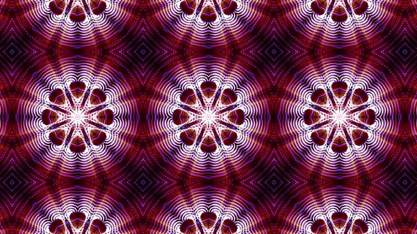 Kaleidoscope patterns of purple round luminous particles. abstra — Stock Photo, Image