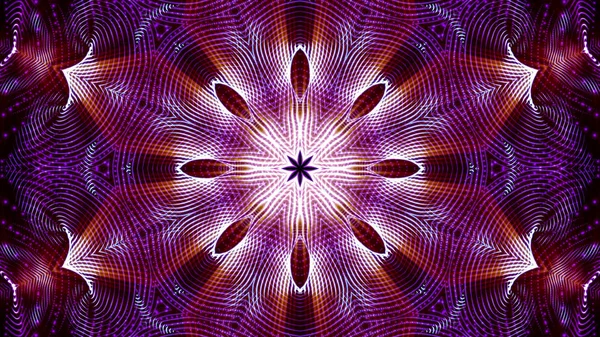 Kaleidoskopmuster purpurroter, runder Leuchtpartikel. abstra — Stockfoto