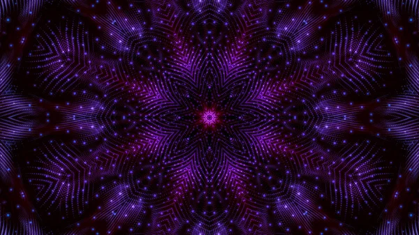 Wzory kalejdoskopu fioletowych okrągłych cząstek świetlnych. abstra — Zdjęcie stockowe