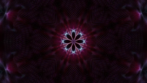 Modelli caleidoscopio di particelle luminose rotonde viola. abstra — Foto Stock