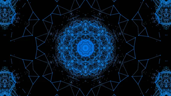 Modèles de kaléidoscope de particules bleues. fond abstrait. 3d — Photo