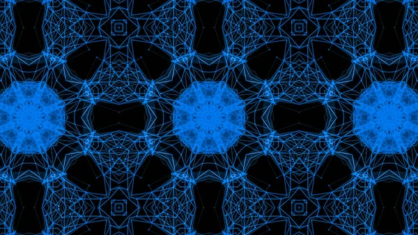 Mavi parçacıkların kaleydoskop desenleri. Soyut arkaplan. 3d