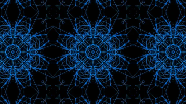 Mavi parçacıkların kaleydoskop desenleri. Soyut arkaplan. 3d