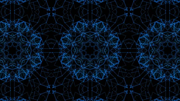 Mavi parçacıkların kaleydoskop desenleri. Soyut arkaplan. 3d