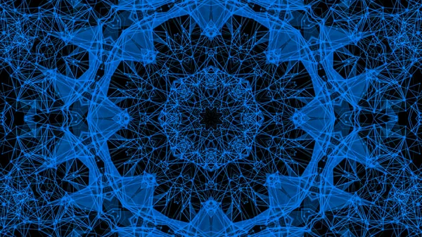 Kaleidoskopmuster blauer Teilchen. Abstrakter Hintergrund. 3d — Stockfoto