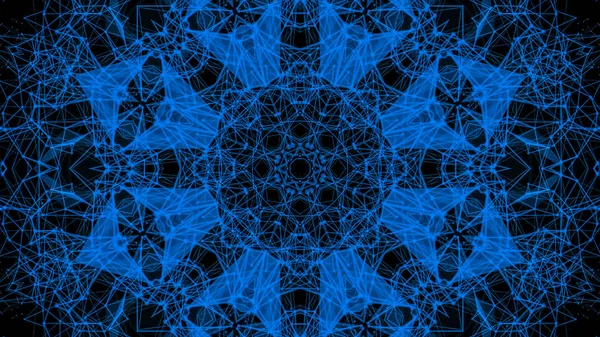 Kaleidoskopmuster blauer Teilchen. Abstrakter Hintergrund. 3d — Stockfoto