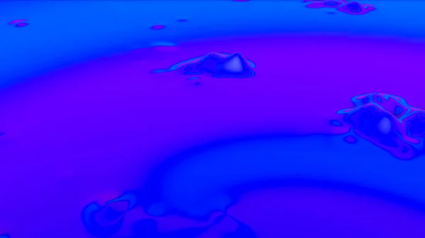 Niebieskie faliste abstrakcyjne tło z neonowymi odbiciami. 3d renderowanie i — Zdjęcie stockowe