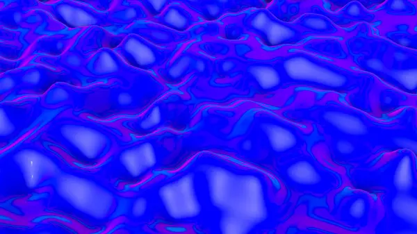 Blue wavy abstract background with neon reflections. 3d render i — Stockfoto