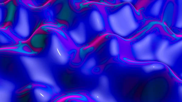 Blue wavy abstract background with neon reflections. 3d render i — Stockfoto