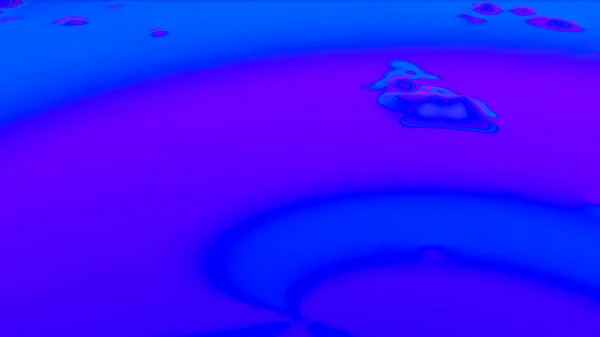 Fond abstrait ondulé bleu avec des reflets néon. 3d rendu i — Photo