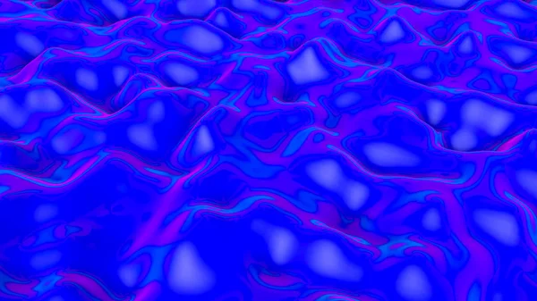 Blue wavy abstract background with neon reflections. 3d render i — Stockfoto