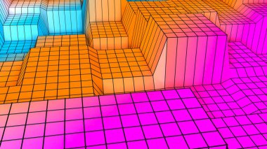 Soyut çok renkli düşük polyester arkaplan. 3 boyutlu görüntüleme. Çizimler