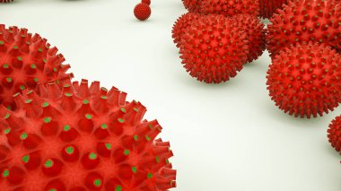 Bir virüs hücresinin üç boyutlu modeli. Koronovirüs salgını konsepti. 3d resimleme.